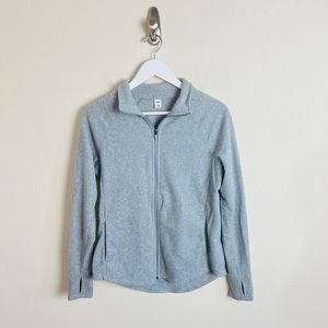Old Navy Active Light Fuzzy Grey Fleece Long Sleeve Zip Front Jacket Coat